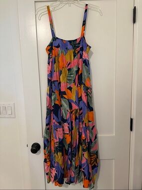 Abel the Label Sleeveless Midi Dress in Multicolor Tropical Print size Small